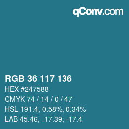 Farbcode: RGB 36 117 136 | qconv.com