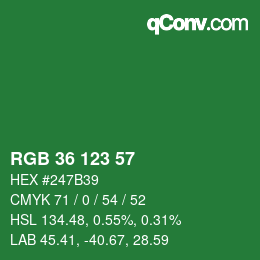 Color code: RGB 36 123 57 | qconv.com