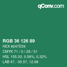 Code couleur: RGB 36 126 89 | qconv.com