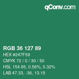 Color code: RGB 36 127 89 | qconv.com