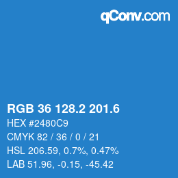 カラーコード: RGB 36 128.2 201.6 | qconv.com