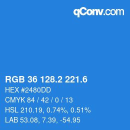 カラーコード: RGB 36 128.2 221.6 | qconv.com