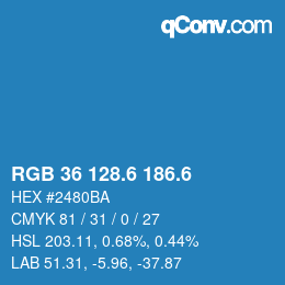 カラーコード: RGB 36 128.6 186.6 | qconv.com