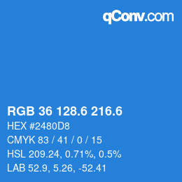 カラーコード: RGB 36 128.6 216.6 | qconv.com