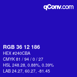Color code: RGB 36 12 186 | qconv.com