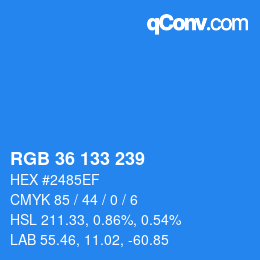 Color code: RGB 36 133 239 | qconv.com