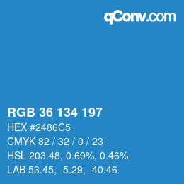 Code couleur: RGB 36 134 197 | qconv.com