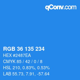 カラーコード: RGB 36 135 234 | qconv.com