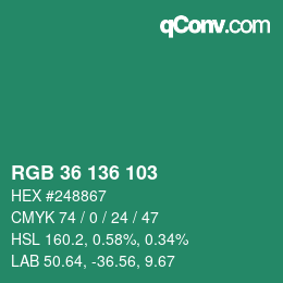 Color code: RGB 36 136 103 | qconv.com