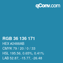Color code: RGB 36 136 171 | qconv.com