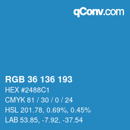 Color code: RGB 36 136 193 | qconv.com