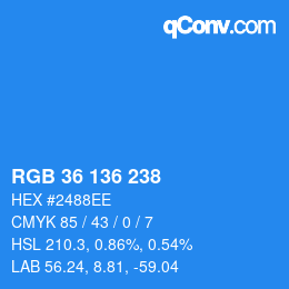 Color code: RGB 36 136 238 | qconv.com