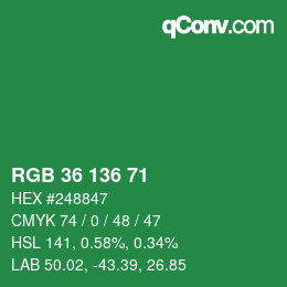 Color code: RGB 36 136 71 | qconv.com