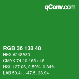 Color code: RGB 36 138 48 | qconv.com