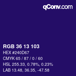 カラーコード: RGB 36 13 103 | qconv.com