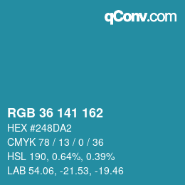 Color code: RGB 36 141 162 | qconv.com