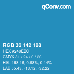颜色代码: RGB 36 142 188 | qconv.com