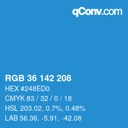 Color code: RGB 36 142 208 | qconv.com