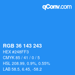 Farbcode: RGB 36 143 243 | qconv.com