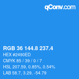 カラーコード: RGB 36 144.8 237.4 | qconv.com
