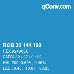 Color code: RGB 36 144 198 | qconv.com