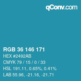 Color code: RGB 36 146 171 | qconv.com