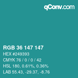 Color code: RGB 36 147 147 | qconv.com