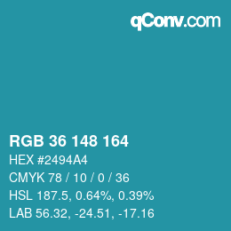 Color code: RGB 36 148 164 | qconv.com