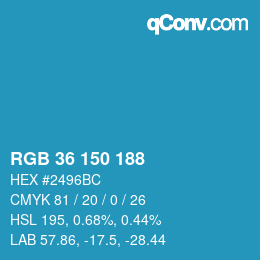 Color code: RGB 36 150 188 | qconv.com