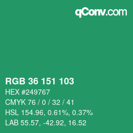 Color code: RGB 36 151 103 | qconv.com