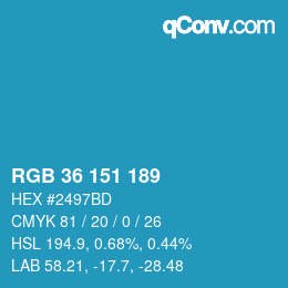 Color code: RGB 36 151 189 | qconv.com