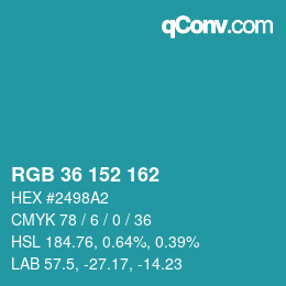 Color code: RGB 36 152 162 | qconv.com