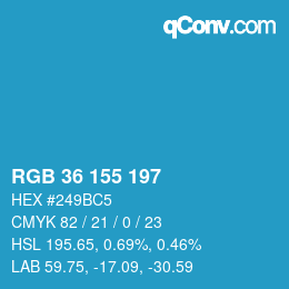 Color code: RGB 36 155 197 | qconv.com