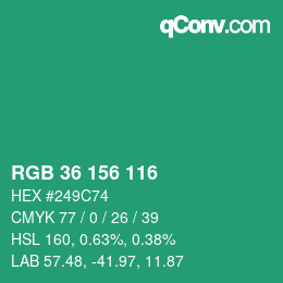 Color code: RGB 36 156 116 | qconv.com