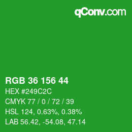 Color code: RGB 36 156 44 | qconv.com