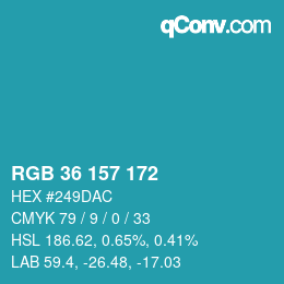 Color code: RGB 36 157 172 | qconv.com