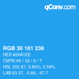 Color code: RGB 36 161 238 | qconv.com