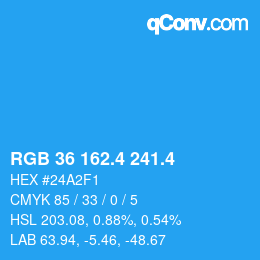 カラーコード: RGB 36 162.4 241.4 | qconv.com