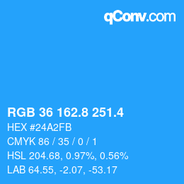 カラーコード: RGB 36 162.8 251.4 | qconv.com