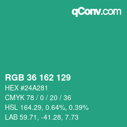 Color code: RGB 36 162 129 | qconv.com