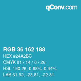 Color code: RGB 36 162 188 | qconv.com