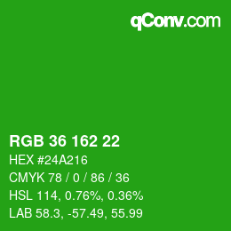 Color code: RGB 36 162 22 | qconv.com