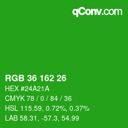 Color code: RGB 36 162 26 | qconv.com