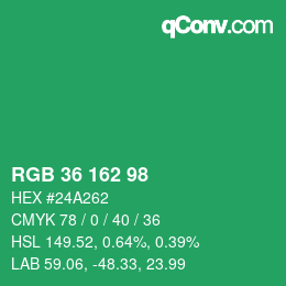 Color code: RGB 36 162 98 | qconv.com