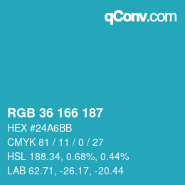 Color code: RGB 36 166 187 | qconv.com