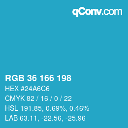 Color code: RGB 36 166 198 | qconv.com