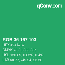Color code: RGB 36 167 103 | qconv.com
