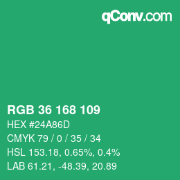 颜色代码: RGB 36 168 109 | qconv.com