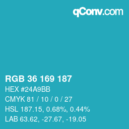 Color code: RGB 36 169 187 | qconv.com