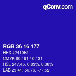 Color code: RGB 36 16 177 | qconv.com